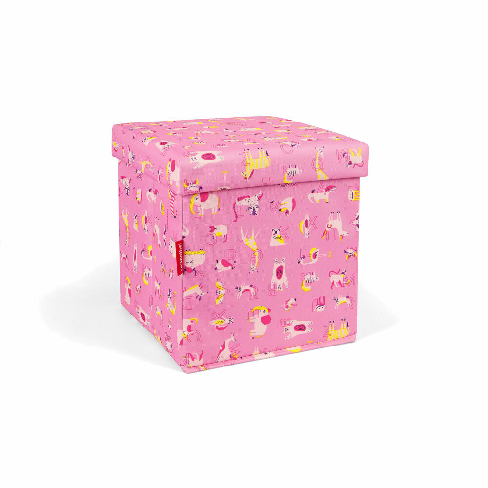 reisenthel sitbox, stool, box, toy box, storage box, polyester fabric, ABC Friends Pink, 27 L, KB3066