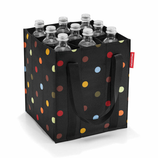 reisenthel bottlebag, tasche für 9 flaschen, tragetasche für einkauf, dots / schwarz mit bunten punkten, ZJ7009