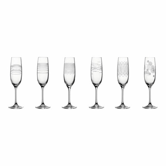 Leonardo Sektglas CASELLA 6er-Set mit Diagravur, Kristallglas, Klar, 130 ml, 061798