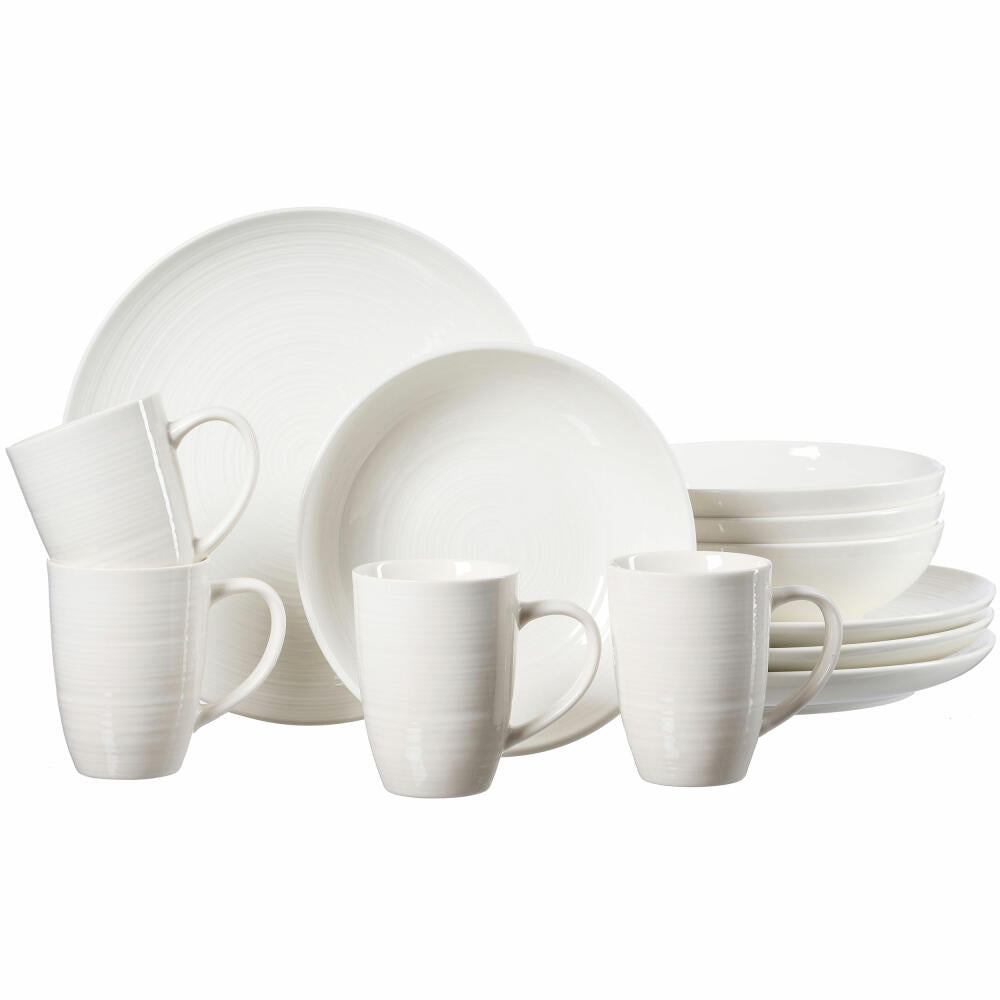 Ritzenhoff &amp; Breker combination set Suomi, 12-piece, combination service, tableware set, service, porcelain, cream white, 318555