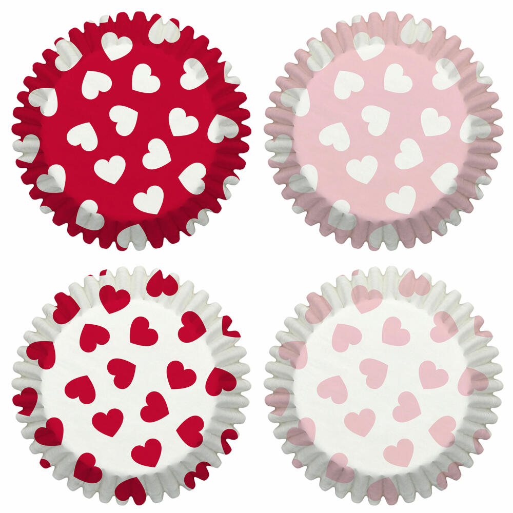 Birkmann paper baking cups, 100 pieces, baking cups, muffin baking pan, muffin pan, hearts, Ø 7 cm, 444904