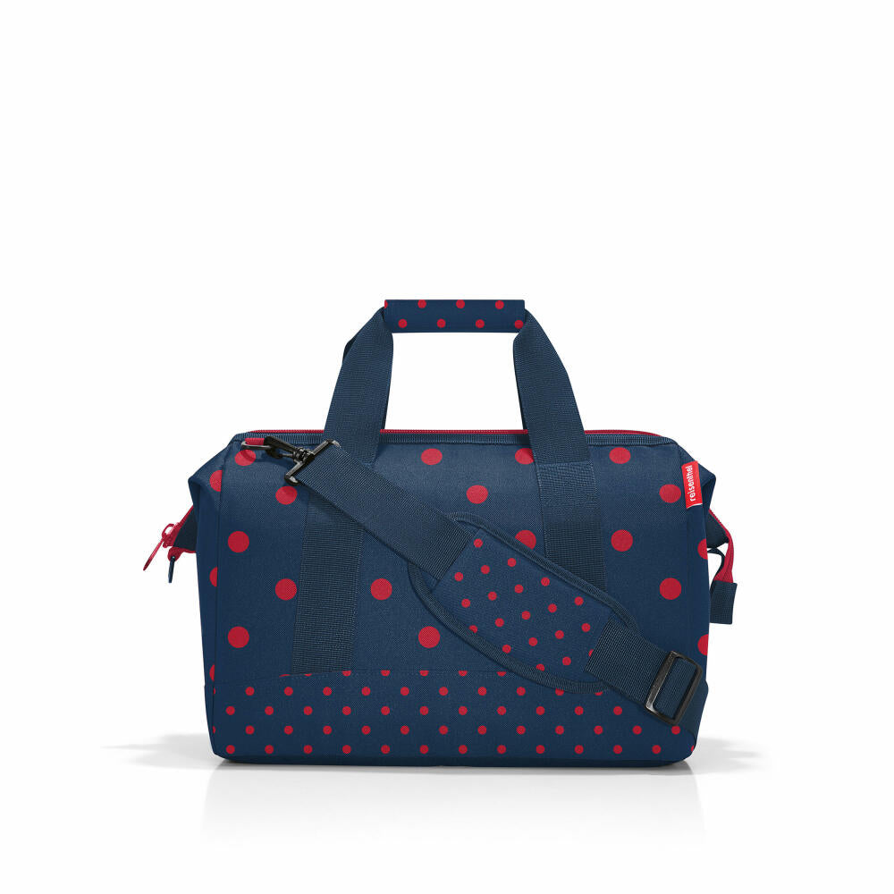 reisenthel allrounder M, Reisetasche, Sporttasche, Schultertasche, Doktortasche, Tasche, Polyestergewebe, Mixed Dots Red, 18 L, MS3075