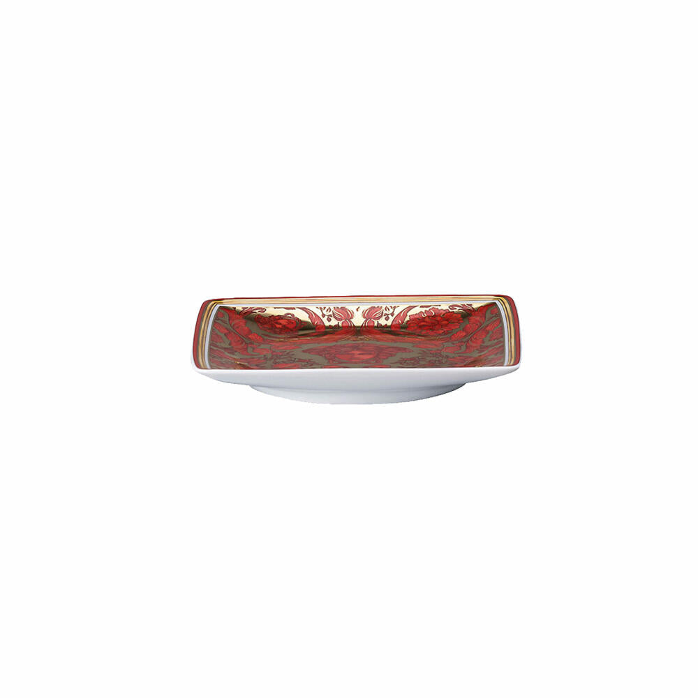 Rosenthal Versace Schälchen quadratisch flach Medusa Garland Red, Porzellan, 12 cm, 11940-409958-15253