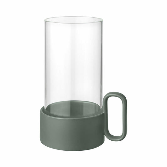 Blomus Windlicht Yuragi, Teelichthalter, Kerzenständer, Steingut / Glas, Duck green, 21 cm, 66635