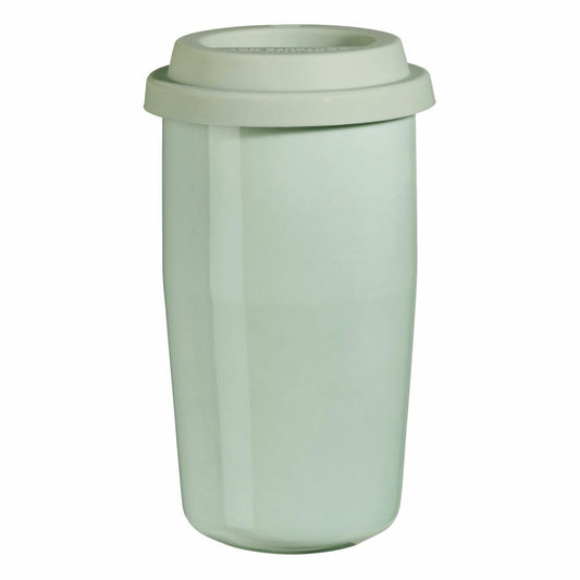 ASA Selection cup & go Thermobecher mint, Deckel mint, Isolierbecher, Trinkbecher, Porzellan / Silikon, Mintgrün, 350 ml, 34713024