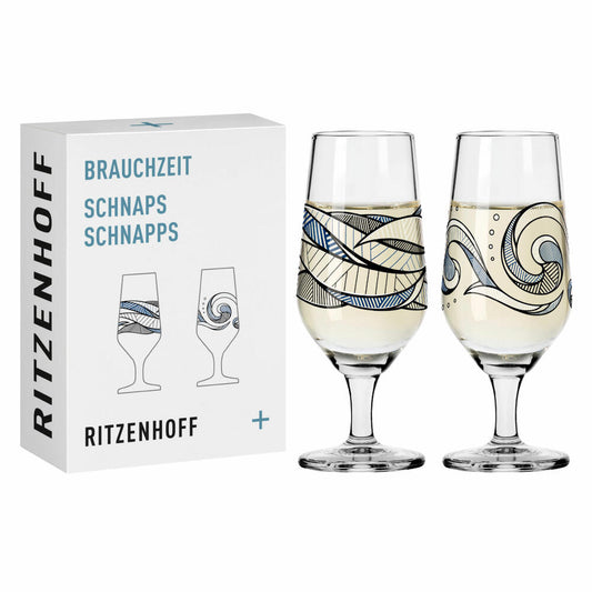 Ritzenhoff Schnapsglas 2er-Set Brauchzeit 005, 006, Andreas Preis, Kristallglas, 59 ml, 3871003