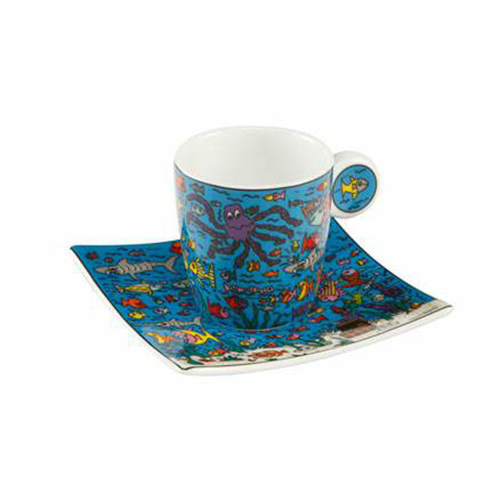 Goebel Under the Deep Blue Sea - Espresso Cup Pop Art James Rizzi Colorful Fine Bone China 26102401