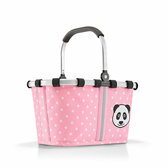 reisenthel carrybag XS kids, shopping basket, basket, picnic basket, carrying bag, polyester fabric, Panda Dots Pink, 5 L, IA3072