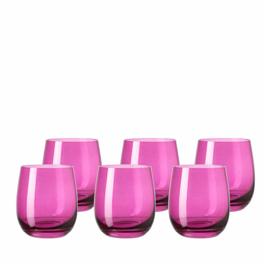 Leonardo Sora Becher 6er Set, Trinkbecher, Trinkglas, Wasserglas, Viola, Glas, 360 ml, 18191