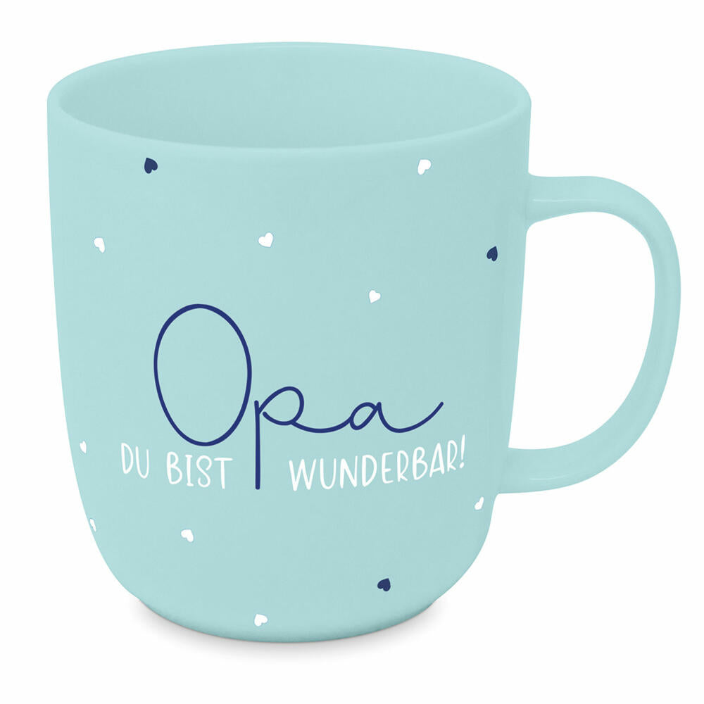 PPD Opa Mug 2.0 D@H, Henkelbecher, Kaffeetasse, Becher, Tasse, New Bone China, Petrol / Türkis, 400 ml, 561102075