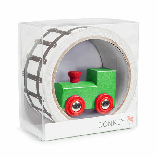 Donkey Products Klebeband Tape Gallery My First Train, Schienen, Klebebandrolle, inkl. Spielzeugzug, L 33 m, 300610