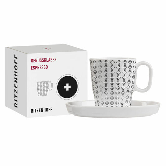 Ritzenhoff Espresso-Tasse mit Untertasse Genussklasse 003, Christine Kordes, Porzellan, 97 ml, 3721003