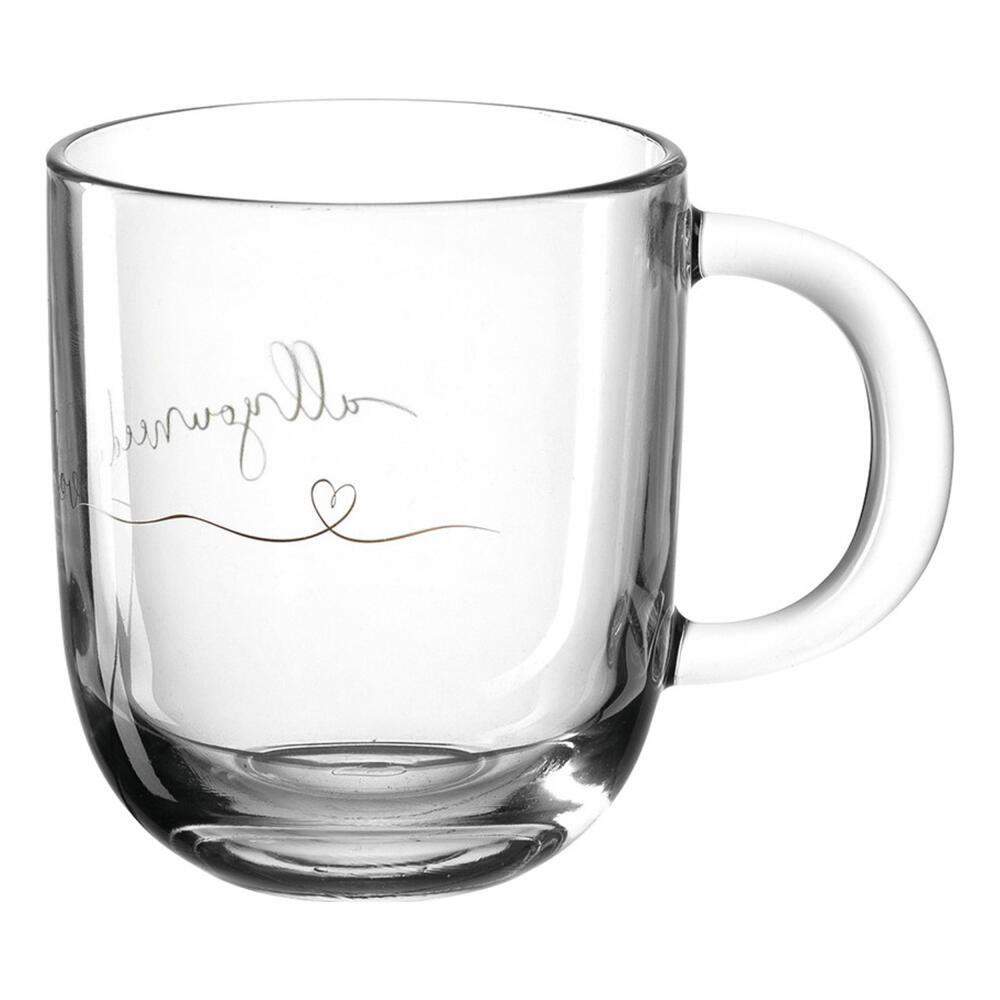 Leonardo cup EMOZIONE allyouneedislove, coffee cup, mug, handle glass, glass, multicolored, 300 ml, 046451