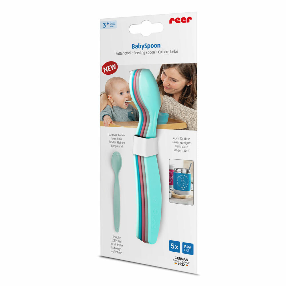 reer BabySpoon feeding spoon, set of 5, baby spoon, baby spoon, with long handle, 23022