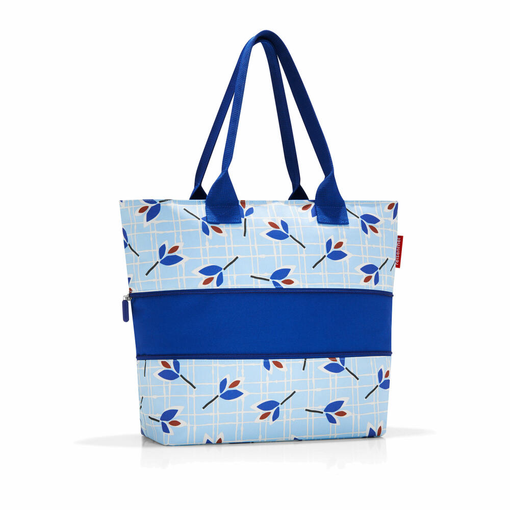 reisenthel shopper e1, shopping bag, shopper, carrying bag, bag, polyester fabric, Leaves Blue, 12 L/18 L, RJ4064