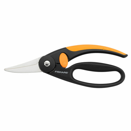 Fiskars Allzweckschere Elegance P45, Garten Schere, Outdoorschere, Gartenzubehör, Stahl / Kunststoff, Schwarz / Orange, 20 cm, 1001533