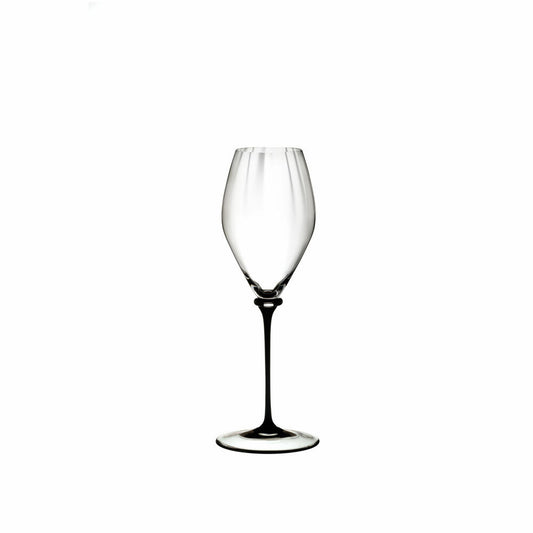 Riedel Fatto A Mano Performance Champagne, Champagnerglas, Sektglas, Hochwertiges Glas, mit Schwarzem Stiel, 375 ml, 4884/28D