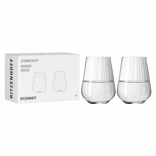 Ritzenhoff Wasserglas 2er-Set Sternschliff 002, Kristallglas, 540 ml, 3681002