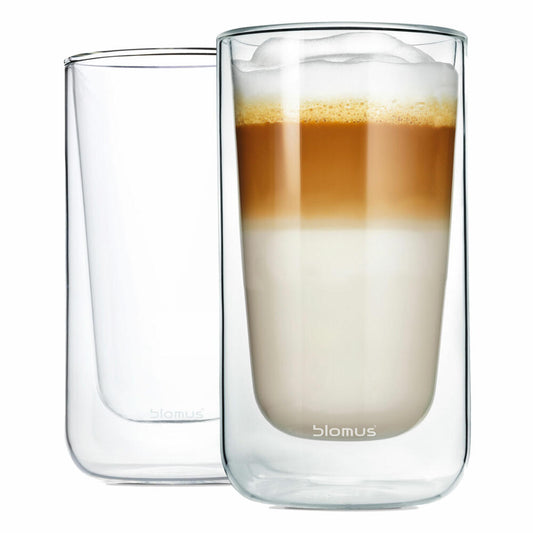 Blomus Nero Latte Machiattogläser-Set, 2-tlg., Thermo-Latte Machiattogläser, Latte Machiattobecher, Glas, Becher, 320 ml, 63655