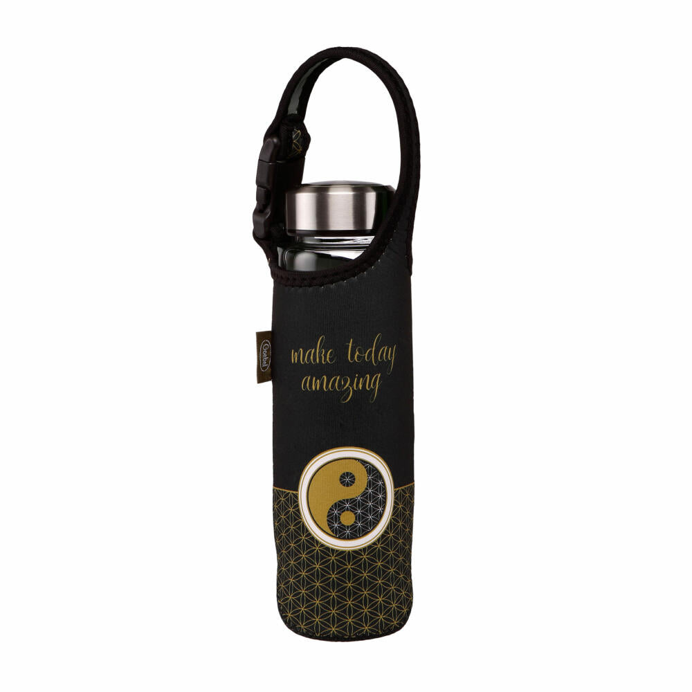 Goebel Trinkflasche Yin Yang Black, Glasflasche mit Neoprenhülle, Glas-Kombi, Bunt, 700 ml, 23500631