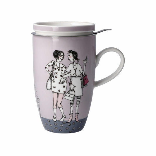 Goebel Teetasse mit Deckel und Sieb Barbara Freundlieb - Ziemlich beste Freundinnen, Becher, Fine Bone China, Bunt, 450 ml, 27001241
