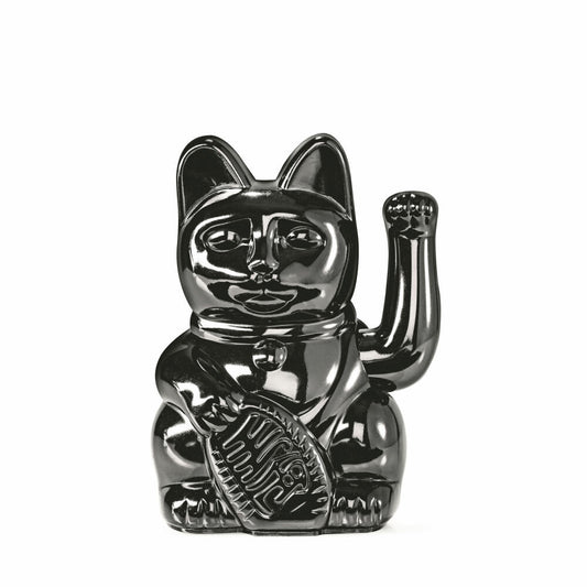 Donkey Products Lucky Cat Maneki Neko Egypt, Winkekatze, Glücksbringer, Kunststoff, Shiny Black, 15 cm, 330464