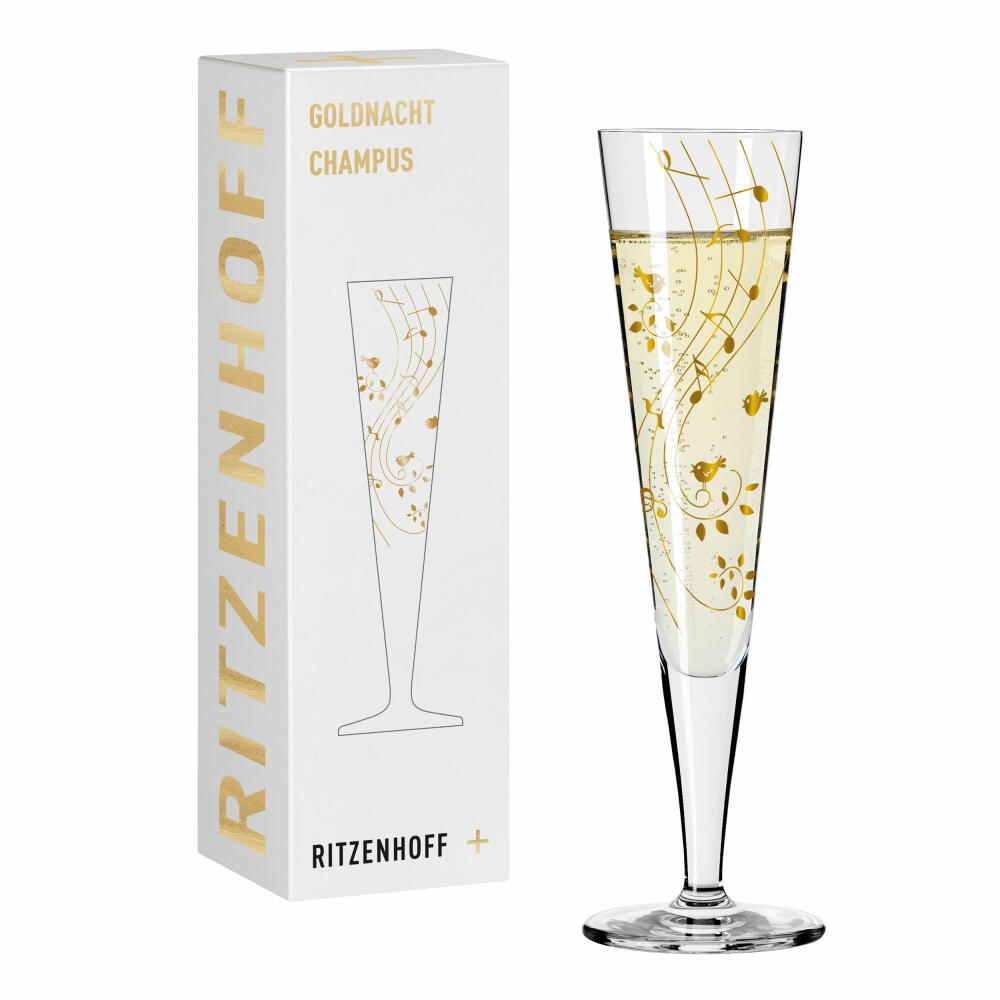 Ritzenhoff Champagnerglas Goldnacht Champagner 002, Sibylle Mayer, Kristallglas, 205 ml, 1078202