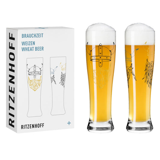 Ritzenhoff Weizenbierglas 2er Set Brauchzeit 017, 018, Ana Vasconcelos, Glas, 646 ml, 3481009