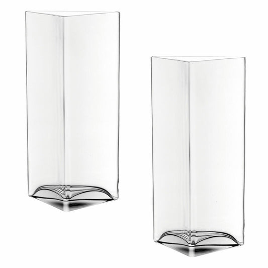 Leonardo Centro Vase Triangle, set of 2, flower vase, glass vase, table vase, decorative vase, flower pot, glass, 34 cm, 046942