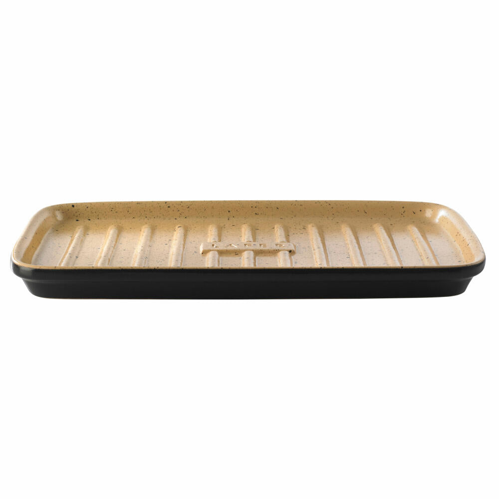 Lafer BBQ Plancha Rechteckig mit Grillstegen, Grillplatte, Grill Platte, Ton, 23 x 34 cm, 037 06