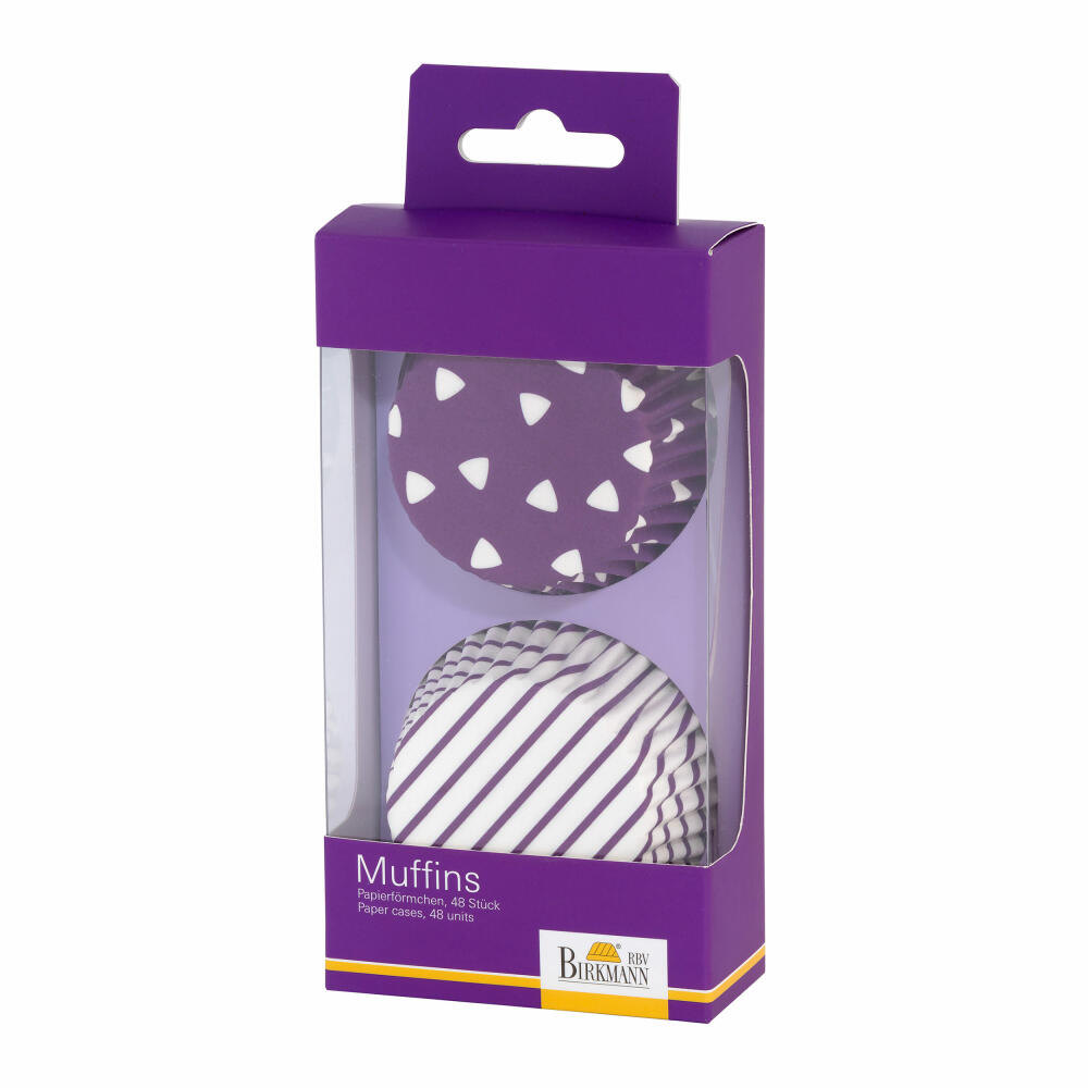 Birkmann Paper Cases Colour Splash, Muffin Cases, Form, Paper, Purple, Ø 7 cm, 48 Pieces, 444331