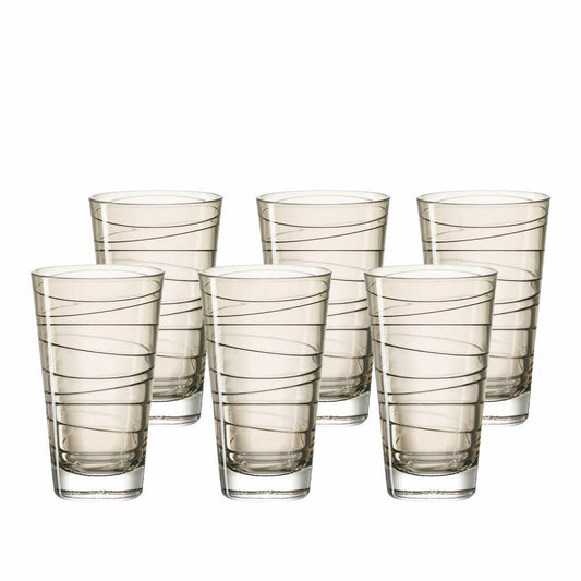 Leonardo Vario Struttura Trinkglas Groß 6er Set, Wasserglas, Saftglas, Glas, Braun, 200 ml, 18243