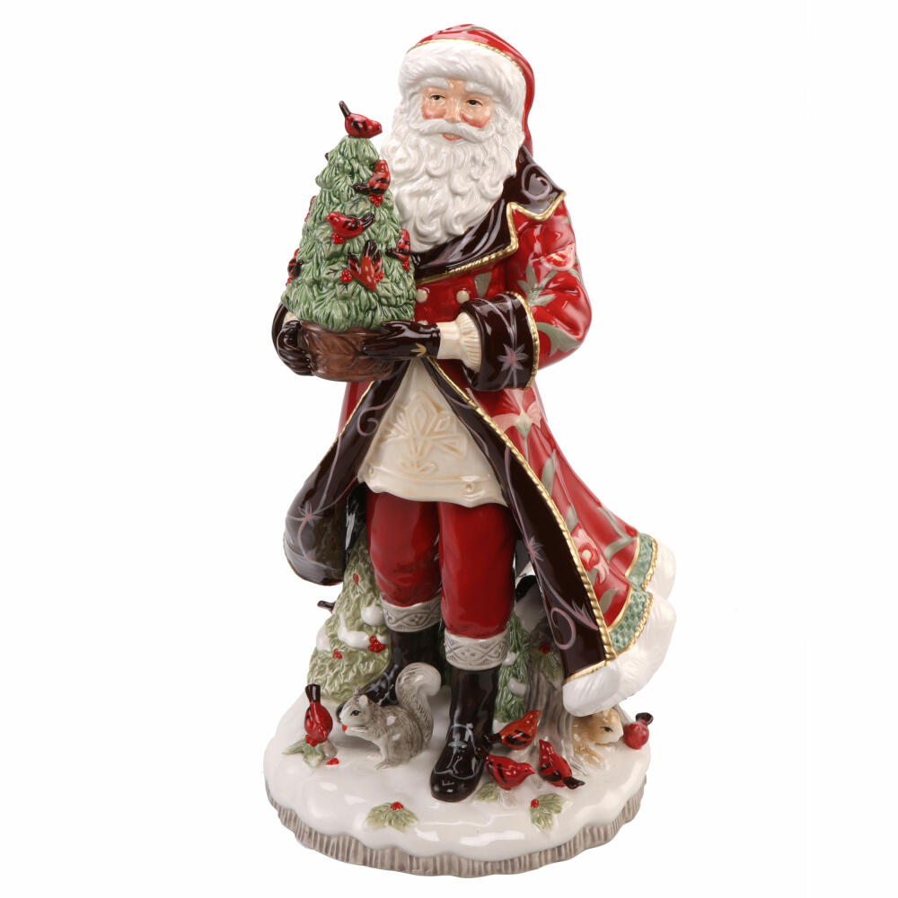 Goebel Figurine Santa with Tree Red, Fitz &amp; Floyd Christmas Collection, Stoneware, Colorful, 50 cm, 51001521