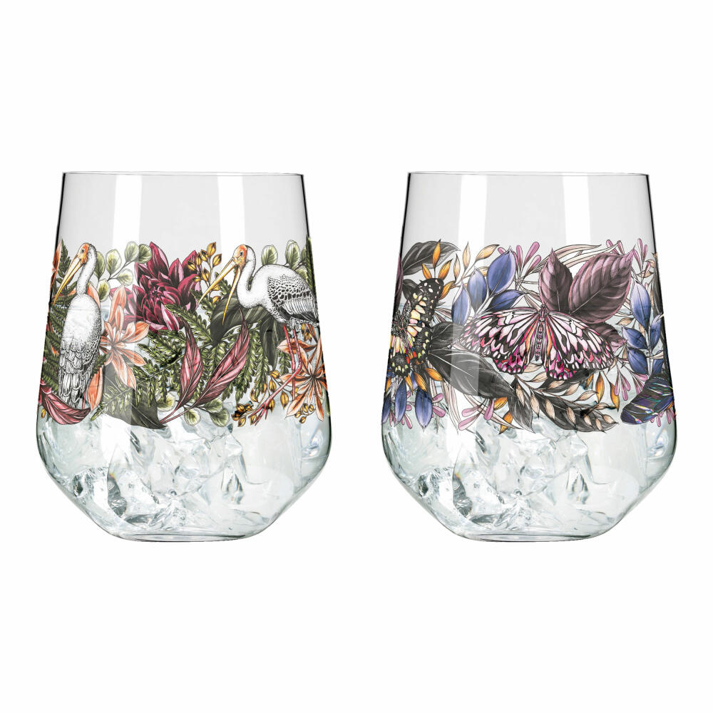 Ritzenhoff Gin-Tumbler Schattenfauna 2er-Set 001, Gin-Becher, Maggie Enterrios, Kristallglas, 710 ml, 3701001