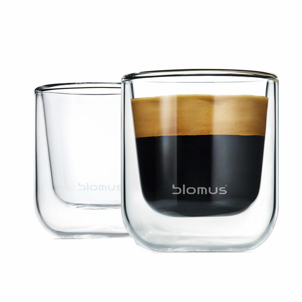 Blomus Nero Espressogläser-Set, 2-tlg., Thermo-Espressogläser, Espressobecher, Glas, Becher, 80 ml, 63652