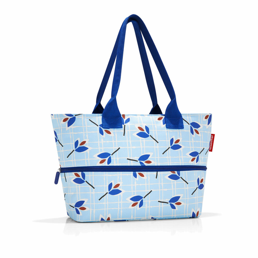 reisenthel shopper e1, shopping bag, shopper, carrying bag, bag, polyester fabric, Leaves Blue, 12 L/18 L, RJ4064