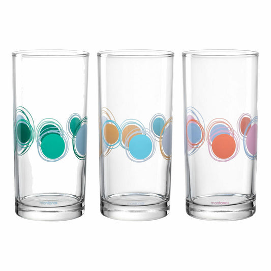 montana Trinkglas :new dots 3er Set, Becher gepunktet, Kalk-Natron-Glas, Mehrfarbig, 280 ml, 046007