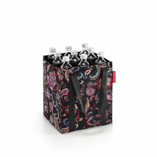 reisenthel bottlebag, bottle basket for 9 bottles, carrying bag, Paisley Black, ZJ7064