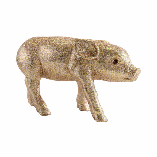 Gift Company Solna Piglet M, Glitter, Decorative Figure, Decorative Pig, Decoration, Plastic, Champagne, 11 cm, 11829