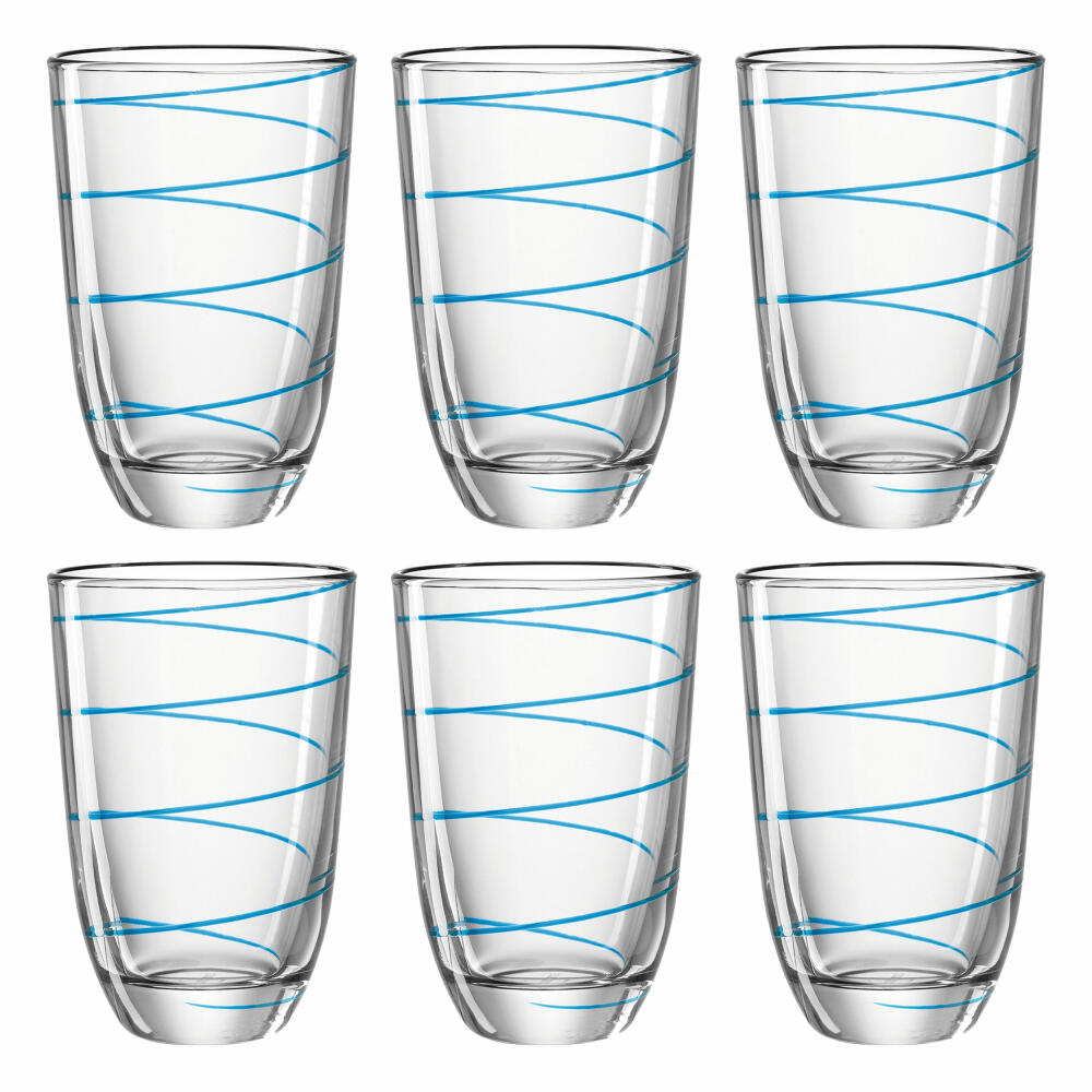 montana: :jolly drinking glass, set of 6, water glass, juice glass, long drink glass, water glass, blue, 290 ml, 057345