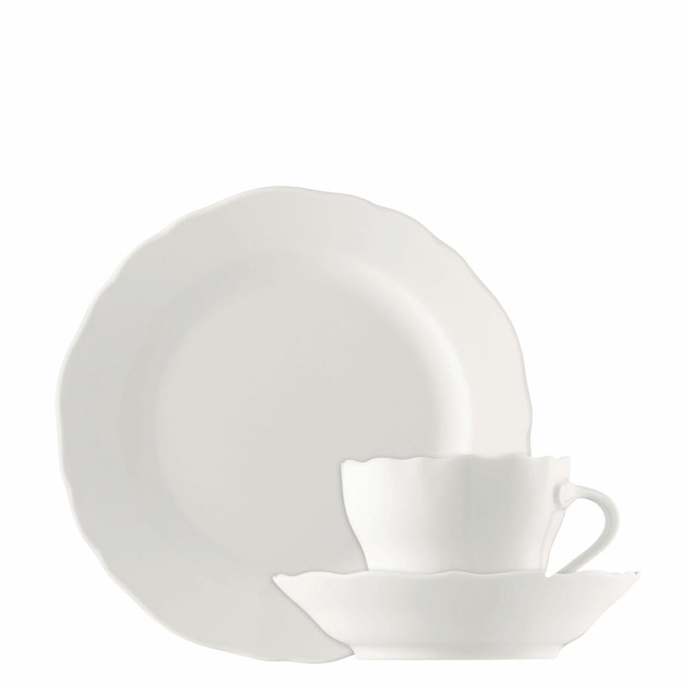 Hutschenreuther Maria Theresia Papillon Kaffeeset, Kaffeetasse, Untertasse, Frühstücksteller, Porzellan, Weiß, 18-tlg., 18735