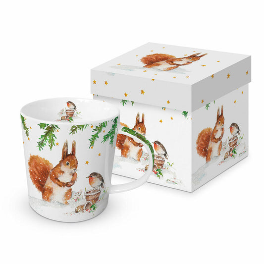 PPD Squirrel &amp; Robin Trend Mug, in gift box, cup, tea cup, coffee mug, 350 ml, 604156