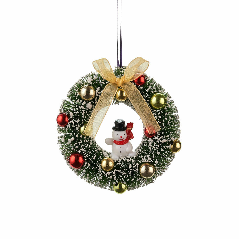 Gift Company Hänger Kranz mit Schneemann, Weihnachtsdeko, Anhänger, Baumschmuck, Sisal / Kunststoff, Grün, Ø 10 cm, 1072401008