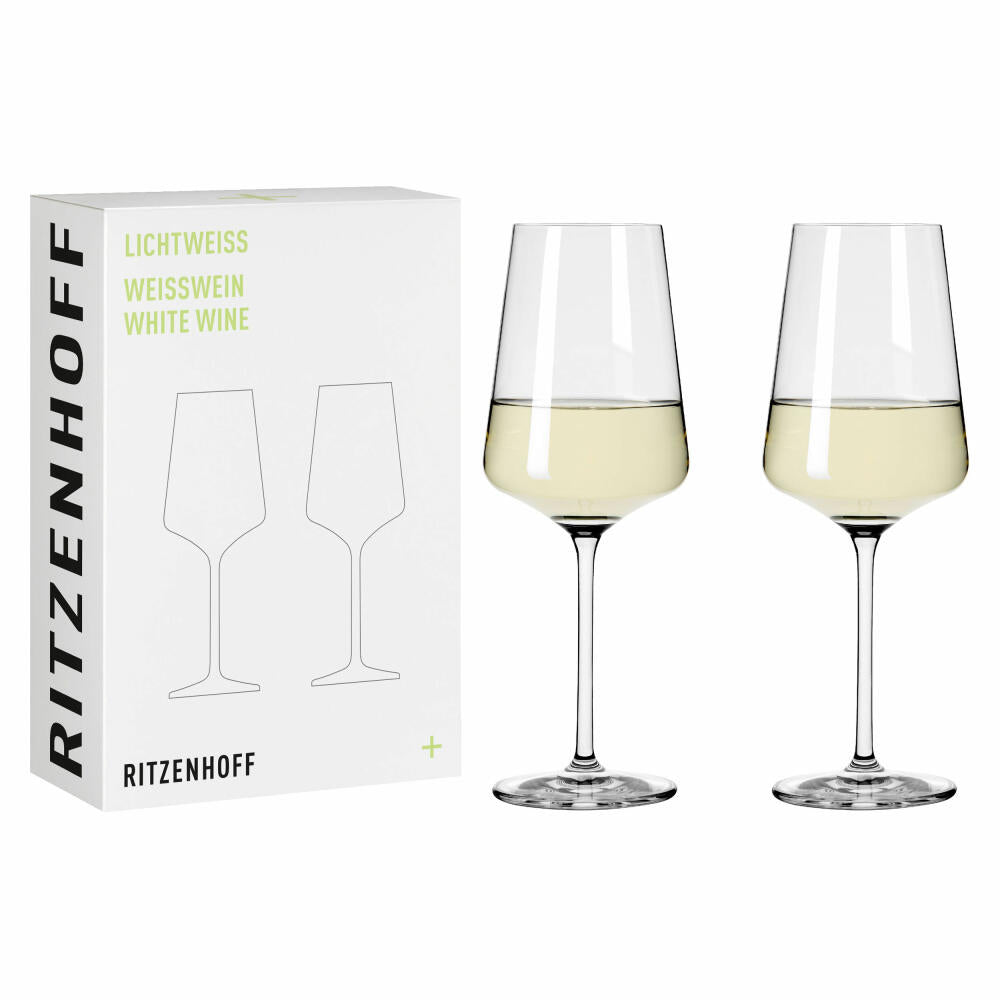 Ritzenhoff white wine glass set of 2 light white Julie 001, Nadine Niggemeier, crystal glass, 400 ml, 6111006