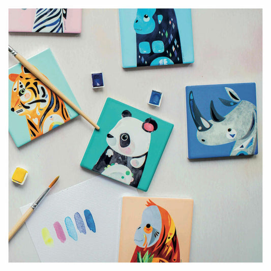 Maxwell & Williams Pete Cromer Untersetzer Rhino, Coaster, Keramik, Kork, Bunt, 9.5 x 9.5 cm, DU0231