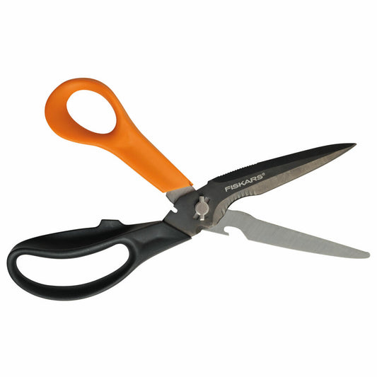 Fiskars Cuts+More Mehrzweckschere, Schere, Küchenschere, Küchenhelfer, Edelstahl, 23 cm, 1000809