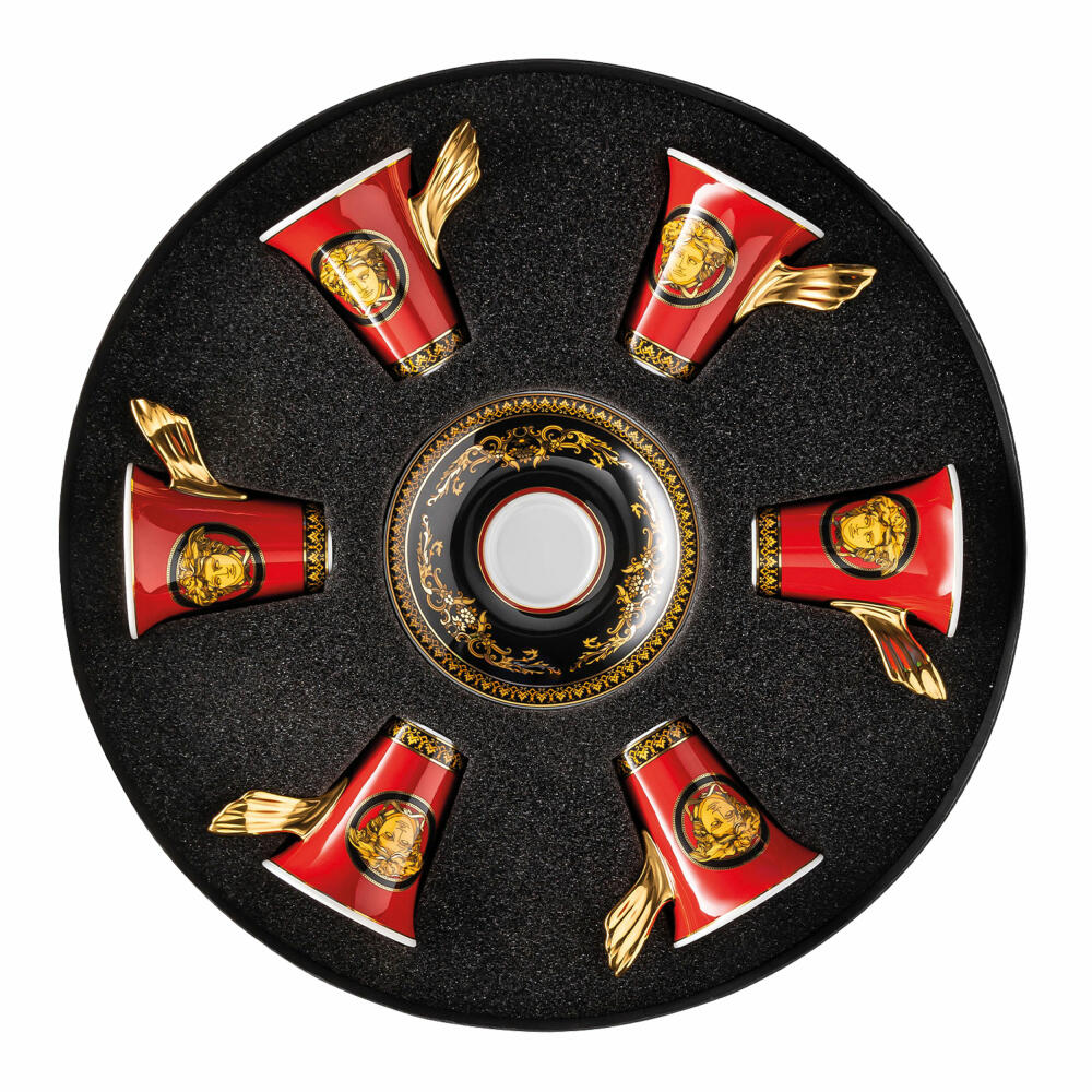Rosenthal Versace Espresso/Mocha Cups Set of 6 Medusa, Porcelain, 90 ml, 19300-409605-29254