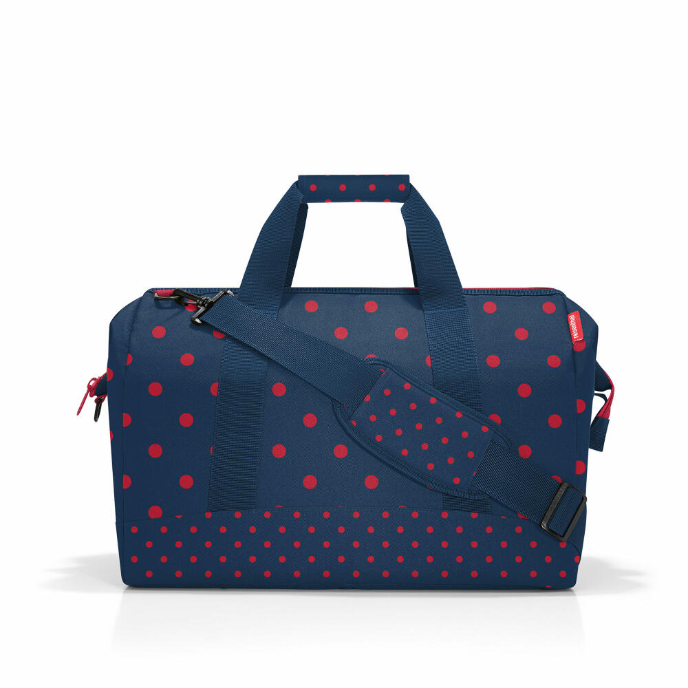 reisenthel allrounder L, travel bag, sports bag, shoulder bag, doctor's bag, bag, polyester fabric, Mixed Dots Red, 30 L, MT3075