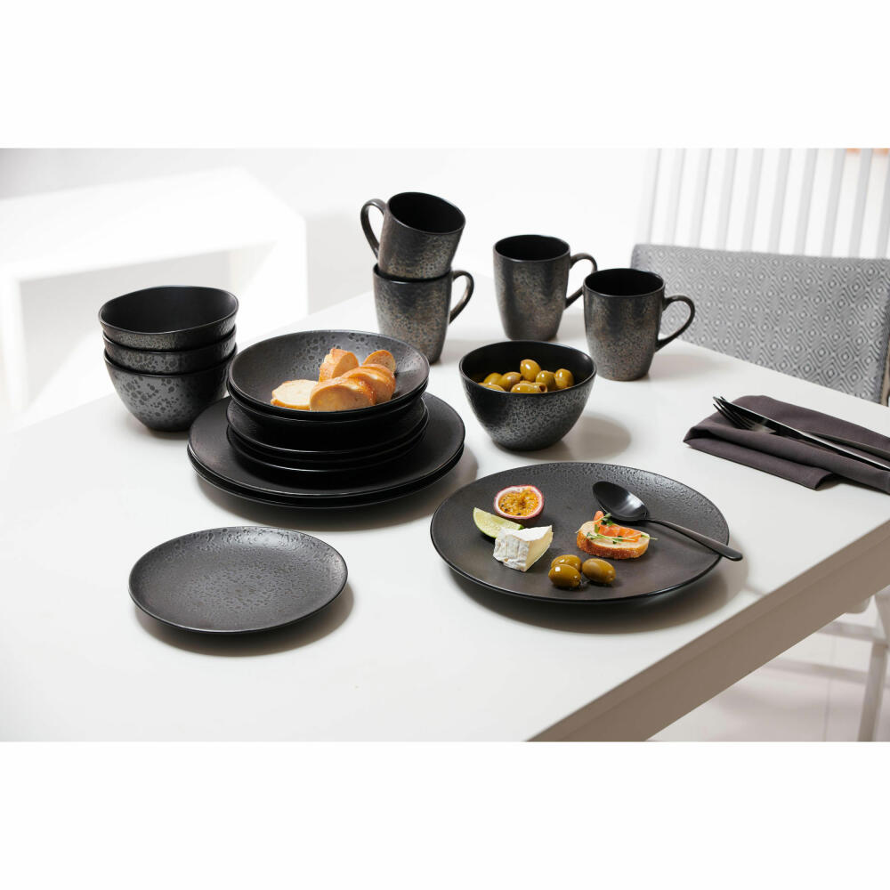 Ritzenhoff &amp; Breker Plate Kitwe, Breakfast Plate, Cake Plate, Stoneware, Black, Ø 20 cm, 271423