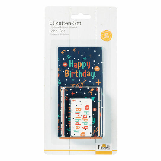 Birkmann Happy Birthday label set, 80 pcs., label tags, gift tags, gift, paper, 441323